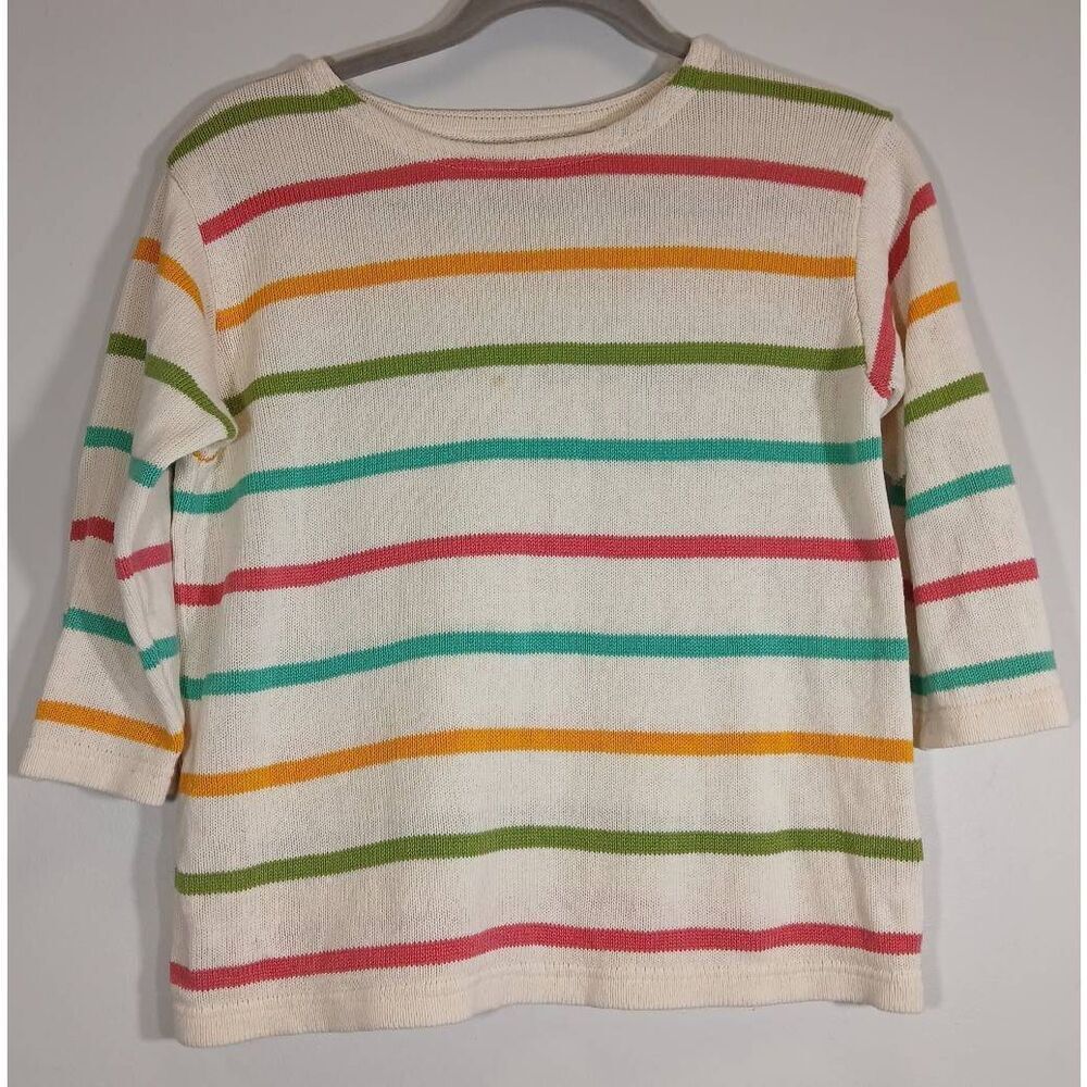 Gudrun Sjoden womens small organic cotton knit top summer spring green beige